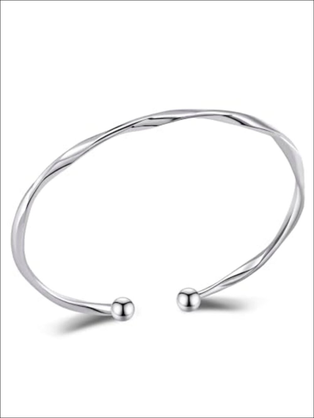 Silver Twist Bracelet Adjustable Arm Cuff Bangle Polished Silver Jewelry